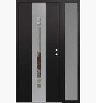 DIAMOND A4 52" X 80" BLACK/BLACK CLEAR GLASS PANEL STAINLESS STEEL LHI WITH SIDELITE FROSTED GLASS