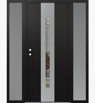 DIAMOND A4 64" X 80" BLACK/BLACK CLEAR GLASS PANEL STAINLESS STEEL RHI WITH 2 SIDELITES FROSTED GLASS