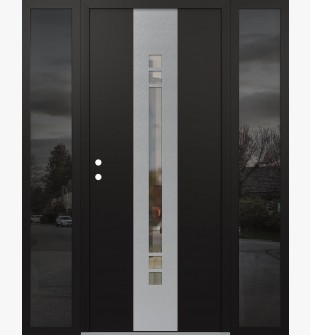 DIAMOND A4 60" X 80" BLACK/BLACK CLEAR GLASS PANEL STAINLESS STEEL RHI WITH 2 SIDELITES MIRRORED GLASS