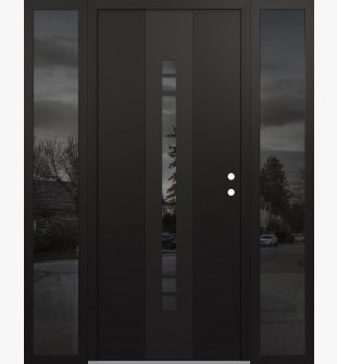 DIAMOND A4 64" X 80" BLACK/BLACK MIRRORED GLASS PANEL BLACK LHI WITH 2 SIDELITES MIRRORED GLASS