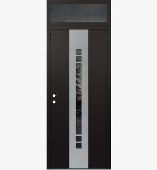 DIAMOND A4 36" X 96" BLACK/BLACK MIRRORED GLASS PANEL STAINLESS STEEL RHI WITH TRANSOM MIRRORED GLASS