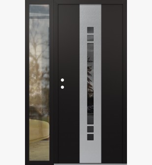 DIAMOND A4 50" X 80" BLACK/BLACK MIRRORED GLASS PANEL STAINLESS STEEL RHI WITH SIDELITE CLEAR GLASS