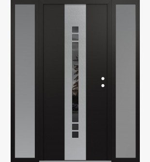DIAMOND A4 60" X 80" BLACK/BLACK MIRRORED GLASS PANEL STAINLESS STEEL LHI WITH 2 SIDELITES FROSTED GLASS