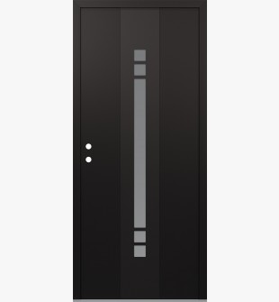 DIAMOND A4 36" X 96" BLACK/WHITE FROSTED GLASS PANEL BLACK RHI WITH TRANSOM FROSTED GLASS