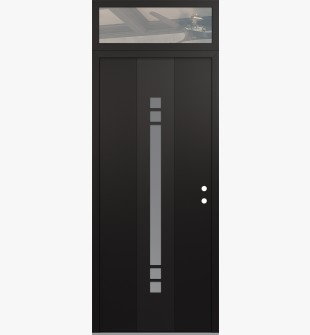 DIAMOND A4 36" X 96" BLACK/WHITE FROSTED GLASS PANEL BLACK LHI WITH TRANSOM CLEAR GLASS