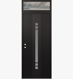 DIAMOND A4 36" X 96" BLACK/WHITE FROSTED GLASS PANEL BLACK RHI WITH TRANSOM CLEAR GLASS