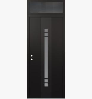 DIAMOND A4 36" X 96" BLACK/WHITE FROSTED GLASS PANEL BLACK RHI WITH TRANSOM MIRRORED GLASS