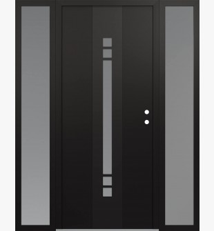 DIAMOND A4 64" X 80" BLACK/WHITE FROSTED GLASS PANEL BLACK LHI WITH 2 SIDELITES FROSTED GLASS