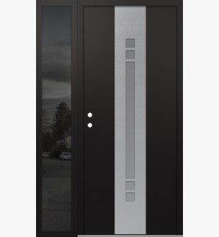DIAMOND A4 52" X 80" BLACK/WHITE FROSTED GLASS PANEL STAINLESS STEEL RHI WITH SIDELITE MIRRORED GLASS