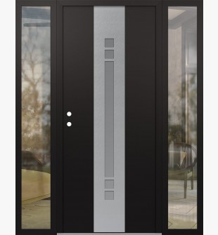 DIAMOND A4 60" X 80" BLACK/WHITE FROSTED GLASS PANEL STAINLESS STEEL RHI WITH 2 SIDELITES CLEAR GLASS