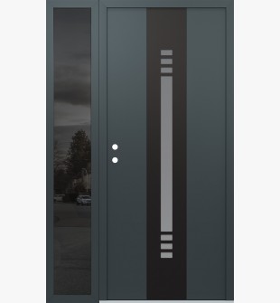 DIAMOND A5 50" X 80" ANTHRACITE/ANTHRACITE FROSTED GLASS PANEL BLACK RHI WITH SIDELITE MIRRORED GLASS