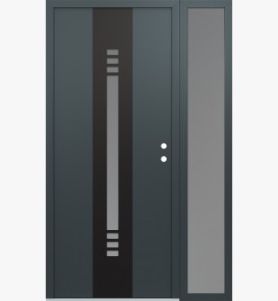 DIAMOND A5 48" X 80" ANTHRACITE/ANTHRACITE FROSTED GLASS PANEL BLACK LHI WITH SIDELITE FROSTED GLASS