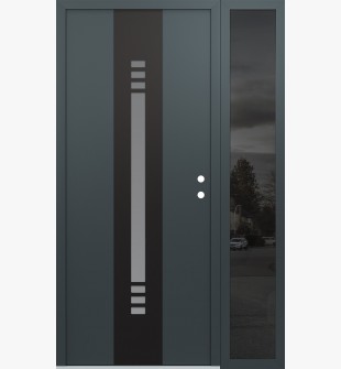 DIAMOND A5 50" X 80" ANTHRACITE/ANTHRACITE FROSTED GLASS PANEL BLACK LHI WITH SIDELITE MIRRORED GLASS