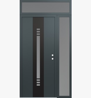 DIAMOND A5 50" X 96" ANTHRACITE/ANTHRACITE FROSTED GLASS PANEL BLACK LHI WITH SIDELITE AND TRANSOM FROSTED GLASS