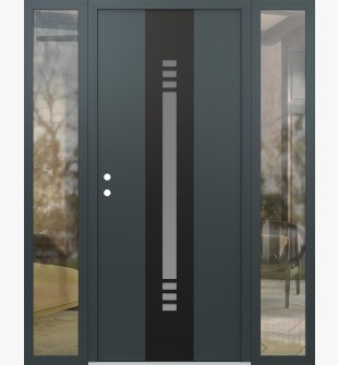 DIAMOND A5 64" X 80" ANTHRACITE/ANTHRACITE FROSTED GLASS PANEL BLACK RHI WITH 2 SIDELITES CLEAR GLASS