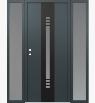 DIAMOND A5 68" X 80" ANTHRACITE/ANTHRACITE FROSTED GLASS PANEL BLACK RHI WITH 2 SIDELITES FROSTED GLASS