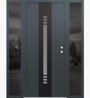 DIAMOND A5 64" X 80" ANTHRACITE/ANTHRACITE FROSTED GLASS PANEL BLACK LHI WITH 2 SIDELITES MIRRORED GLASS