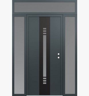 DIAMOND A5 68" X 96" ANTHRACITE/ANTHRACITE FROSTED GLASS PANEL BLACK LHI WITH 2 SIDELITES AND TRANSOM FROSTED GLASS