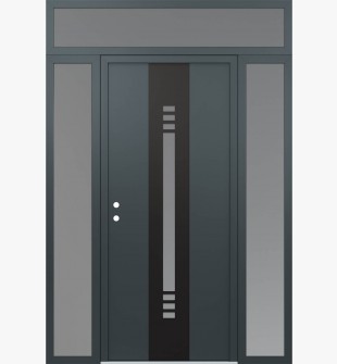 DIAMOND A5 60" X 96" ANTHRACITE/ANTHRACITE FROSTED GLASS PANEL BLACK RHI WITH 2 SIDELITES AND TRANSOM FROSTED GLASS