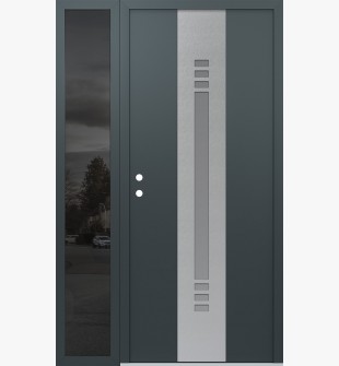 DIAMOND A5 48" X 80" ANTHRACITE/ANTHRACITE FROSTED GLASS PANEL STAINLESS STEEL RHI WITH SIDELITE MIRRORED GLASS