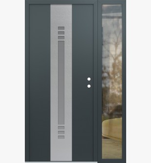 DIAMOND A5 50" X 80" ANTHRACITE/ANTHRACITE FROSTED GLASS PANEL STAINLESS STEEL LHI WITH SIDELITE CLEAR GLASS