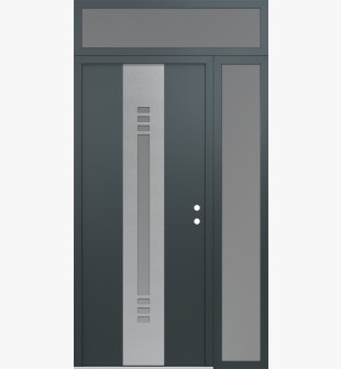 DIAMOND A5 52" X 96" ANTHRACITE/ANTHRACITE FROSTED GLASS PANEL STAINLESS STEEL LHI WITH SIDELITE AND TRANSOM FROSTED GLASS