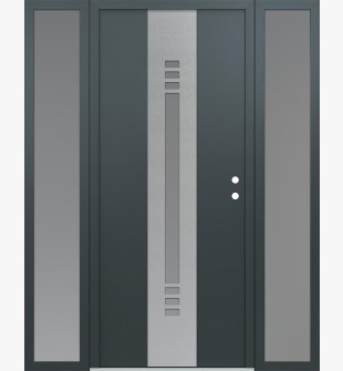 DIAMOND A5 68" X 80" ANTHRACITE/ANTHRACITE FROSTED GLASS PANEL STAINLESS STEEL LHI WITH 2 SIDELITES FROSTED GLASS
