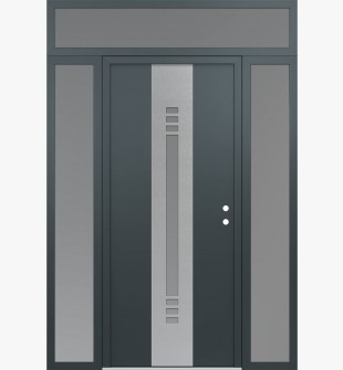 DIAMOND A5 60" X 96" ANTHRACITE/ANTHRACITE FROSTED GLASS PANEL STAINLESS STEEL LHI WITH 2 SIDELITES AND TRANSOM FROSTED GLASS