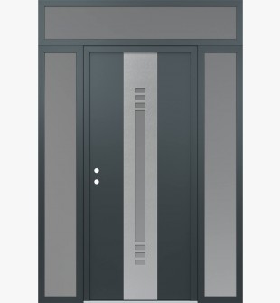 DIAMOND A5 60" X 96" ANTHRACITE/ANTHRACITE FROSTED GLASS PANEL STAINLESS STEEL RHI WITH 2 SIDELITES AND TRANSOM FROSTED GLASS