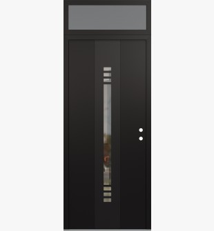 DIAMOND A5 36" X 96" BLACK/BLACK CLEAR GLASS PANEL BLACK LHI WITH TRANSOM FROSTED GLASS