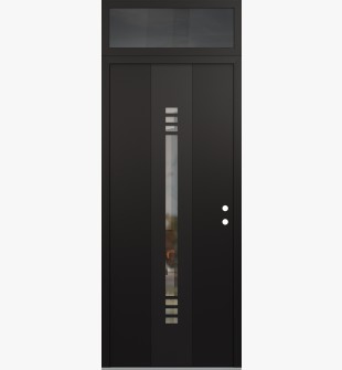 DIAMOND A5 36" X 96" BLACK/BLACK CLEAR GLASS PANEL BLACK LHI WITH TRANSOM MIRRORED GLASS