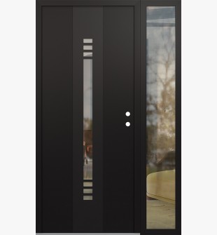 DIAMOND A5 48" X 80" BLACK/BLACK CLEAR GLASS PANEL BLACK LHI WITH SIDELITE CLEAR GLASS