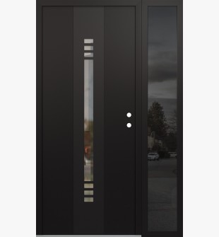 DIAMOND A5 50" X 80" BLACK/BLACK CLEAR GLASS PANEL BLACK LHI WITH SIDELITE MIRRORED GLASS