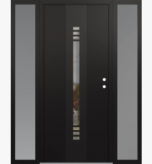 DIAMOND A5 68" X 80" BLACK/BLACK CLEAR GLASS PANEL BLACK LHI WITH 2 SIDELITES FROSTED GLASS