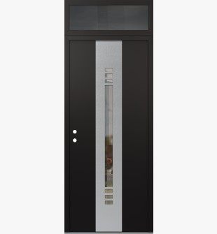 DIAMOND A5 36" X 96" BLACK/BLACK CLEAR GLASS PANEL STAINLESS STEEL RHI WITH TRANSOM MIRRORED GLASS