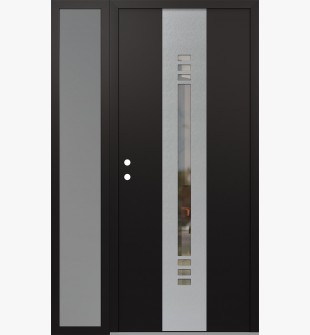 DIAMOND A5 48" X 80" BLACK/BLACK CLEAR GLASS PANEL STAINLESS STEEL RHI WITH SIDELITE FROSTED GLASS