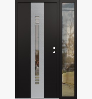 DIAMOND A5 48" X 80" BLACK/BLACK CLEAR GLASS PANEL STAINLESS STEEL LHI WITH SIDELITE CLEAR GLASS