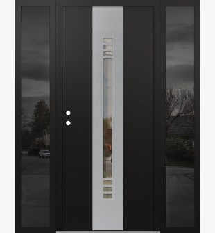 DIAMOND A5 60" X 80" BLACK/BLACK CLEAR GLASS PANEL STAINLESS STEEL RHI WITH 2 SIDELITES MIRRORED GLASS