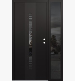DIAMOND A5 52" X 80" BLACK/BLACK MIRRORED GLASS PANEL BLACK LHI WITH SIDELITE MIRRORED GLASS