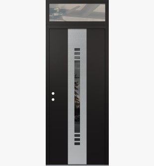 DIAMOND A5 36" X 96" BLACK/BLACK MIRRORED GLASS PANEL STAINLESS STEEL RHI WITH TRANSOM CLEAR GLASS