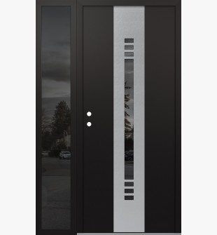 DIAMOND A5 50" X 80" BLACK/BLACK MIRRORED GLASS PANEL STAINLESS STEEL RHI WITH SIDELITE MIRRORED GLASS