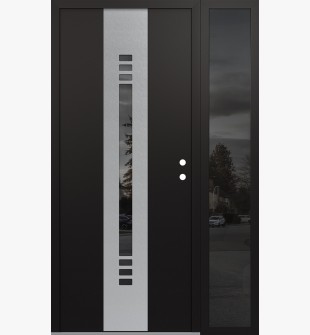 DIAMOND A5 48" X 80" BLACK/BLACK MIRRORED GLASS PANEL STAINLESS STEEL LHI WITH SIDELITE MIRRORED GLASS