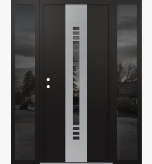 DIAMOND A5 60" X 80" BLACK/BLACK MIRRORED GLASS PANEL STAINLESS STEEL RHI WITH 2 SIDELITES MIRRORED GLASS