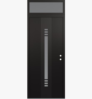 DIAMOND A5 36" X 96" BLACK/WHITE FROSTED GLASS PANEL BLACK LHI WITH TRANSOM FROSTED GLASS