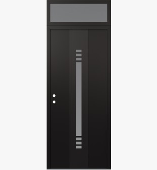 DIAMOND A5 36" X 96" BLACK/WHITE FROSTED GLASS PANEL BLACK RHI WITH TRANSOM FROSTED GLASS