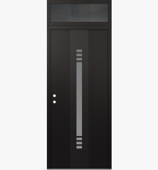 DIAMOND A5 36" X 96" BLACK/WHITE FROSTED GLASS PANEL BLACK RHI WITH TRANSOM MIRRORED GLASS