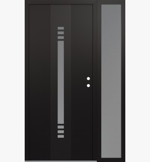 DIAMOND A5 52" X 80" BLACK/WHITE FROSTED GLASS PANEL BLACK LHI WITH SIDELITE FROSTED GLASS