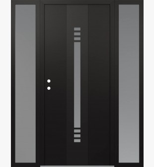 DIAMOND A5 68" X 80" BLACK/WHITE FROSTED GLASS PANEL BLACK RHI WITH 2 SIDELITES FROSTED GLASS