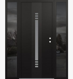 DIAMOND A5 60" X 80" BLACK/WHITE FROSTED GLASS PANEL BLACK LHI WITH 2 SIDELITES MIRRORED GLASS