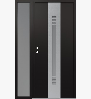 DIAMOND A5 48" X 80" BLACK/WHITE FROSTED GLASS PANEL STAINLESS STEEL RHI WITH SIDELITE FROSTED GLASS